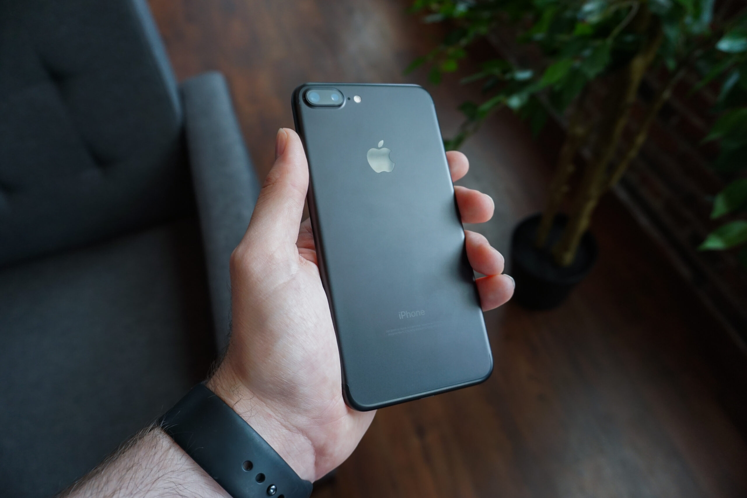 Hand holding a smartphone running a tracking alert